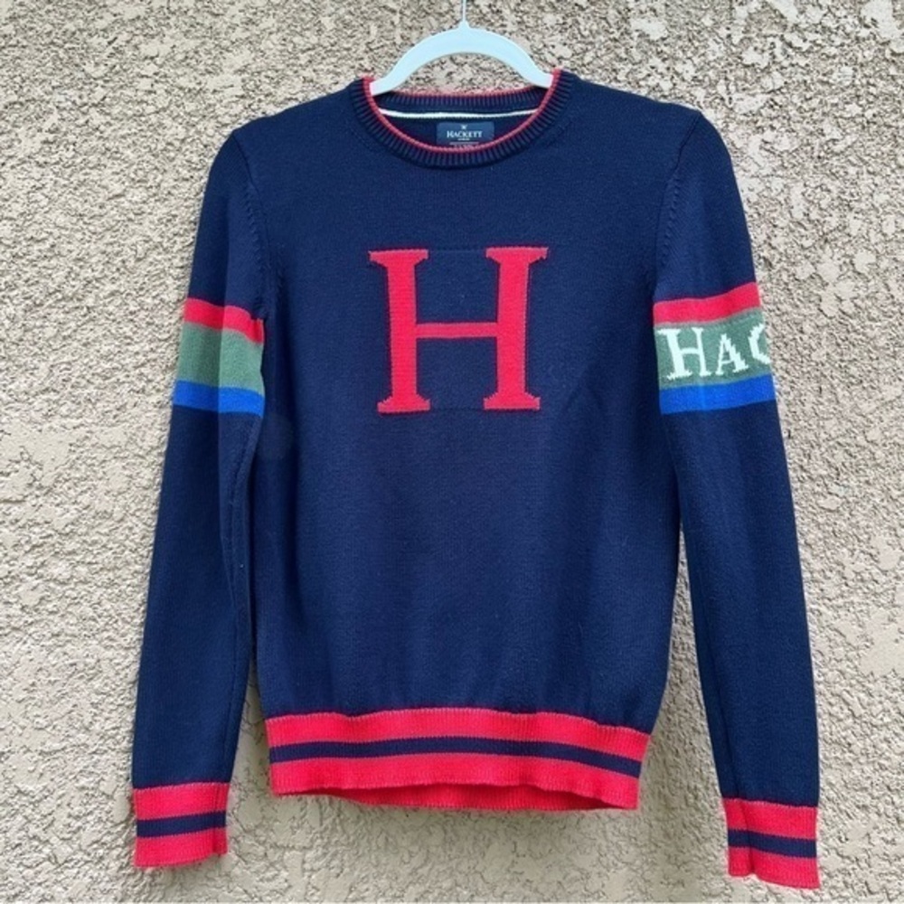 Hackett London Youth Boy 11-12 Years Crewneck Knit Colorblock Cozy Casual Wear